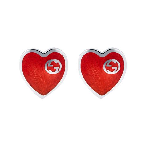 gucci heart earrings on ear|Gucci enamel heart stud earrings.